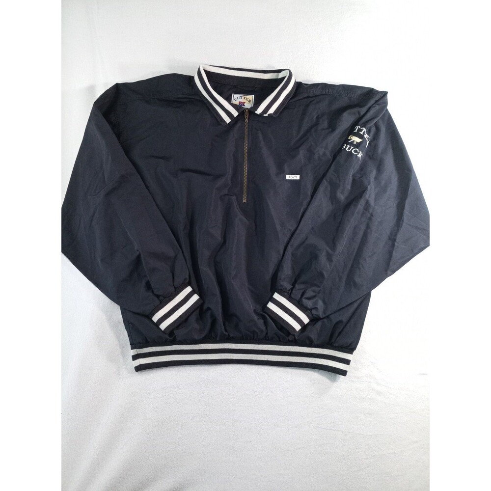 Cutter & Buck Pullover Windbreaker Jacket Mens Large Black 1/4 Zip Golf Vintage